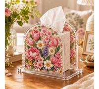 Cubierta de Caja de pañuelos de Pintura de Diamante | DIY Navidad perla diamante arte pintura caja de pañuelos titular, kit de pintura de diamante 5D caja de pañuelos(B)