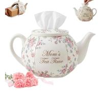 Cubierta de Caja de pañuelos de Tetera Floral Vintage, Juego de Cubiertas de Caja de pañuelos de Tetera Personalizado, Caja de pañuelos en Forma de Tetera para la Hora del té de mamá para los Amantes