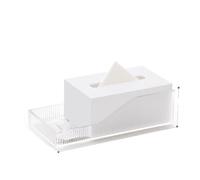 Cubierta de Caja de pañuelos Dispensador de servilletas faciales Creativo for Sala Estar, Caja pañuelos acrílico Multifuncional for Restaurante(Blanco)
