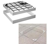 Cubierta de cámara de inspección galvanizada invisible con E de acero inoxidable para pavimento de jardín, 50 x 50 cm, diseño robusto, ideal para uso en exteriores