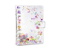 Cubierta de carpeta A5, carpeta de anillas de PVC suave transparente con 6 orificios, carpeta de papel recargable con lentejuelas brillantes, carpeta de cuaderno el hogar y la oficina