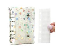 Cubierta de carpeta transparente - transparentes de 7.5 pulgadas para cuadernos de hoja suelta | Pvc Budget Notebook Casing Heart Pattern | Cubierta del plan de proyecto Estuche reemplazable
