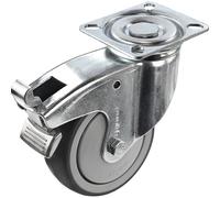 Cubierta de caucho termoplástico, con placa de montaje Proroll, Ø de rueda x anchura 100 x 32 mm