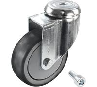 Cubierta de caucho termoplástico, con vástago roscado Proroll, Ø de rueda x anchura 125 x 32 mm