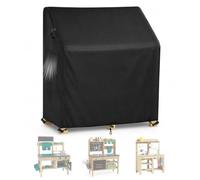 Cubierta de cocina de barro para niños al aire libre, resistente 600D, juego de cocina para niños, juego de juego impermeable de madera para niños pequeños, cubierta de mesa de barro con rejillas de