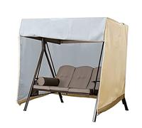 Cubierta De Columpio De Jardín Impermeable A Prueba De Viento Anti-UV Resistente 210D Tela Oxford Cubierta De Hamaca De Jardín Con Cremalleras Y Bolsa Almacenamiento (3 plazas 223*152*183cm,Beige)