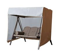 Cubierta De Columpio De Jardín Impermeable A Prueba De Viento Anti-UV Resistente 210D Tela Oxford Cubierta De Hamaca De Jardín Con Cremalleras Y Bolsa Almacenamiento (3 plazas 220*125*170cm,Marrón)