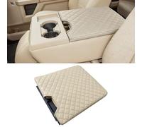 Cubierta de Consola Central Apoyabrazos para Ford F150 2015-2020 (Jump Seat), Slip-On Impermeable Antienvejecimiento Accesorios, Squares-Beige