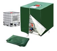 Cubierta de Contenedor IBC Funda deposito 1000 litros Verde Resistente al Polvo, protección contra los Rayos UV Cubierta de Tanque IBC con Apertura Superior para Tanque Agua IBC 1000 L 120x100x116cm
