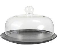 Cubierta de cristal de borosilicato para microondas, cubierta de alimentos a prueba de salpicaduras de aceite, cubierta de cúpula de pastel con bandeja, cubierta de vidrio especial transparente de 20