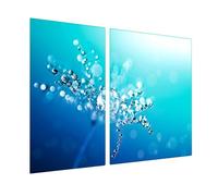 Cubierta de cristal para cocina, 2 piezas, 40 x 52 + 45 x 52 cm, tabla de cortar y placa de vitrocerámica, higiénica y antideslizante, protección para inducción, vitrocerámica, gotas de agua