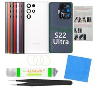 Cubierta de cristal para pantalla trasera para Galaxy S22 Ultra con lente de cámara preinstalada + manual de instalación + herramientas para Samsung Galaxy S22 Ultra 5G SM-S908 todos los operadores
