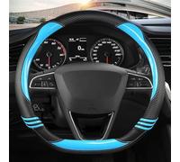 Cubierta De Cuero Fibra Carbono para Interior Coche Protector para Volante para Asiento para Leon 5F Mk3 2013-2022 Accesorios para Automóviles(Blue D Shape)
