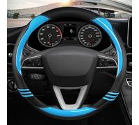 Cubierta De Cuero Fibra Carbono para Interior Coche Protector para Volante para Asiento para Leon 5F Mk3 2013-2022 Accesorios para Automóviles(Blue O Shape)