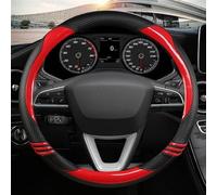 Cubierta De Cuero Fibra Carbono para Interior Coche Protector para Volante para Asiento para Leon 5F Mk3 2013-2022 Accesorios para Automóviles(Red O Shape)