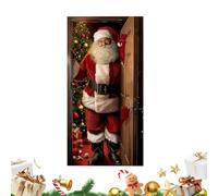Cubierta de decoración de Puerta navideña,Clásico Colorido poliéster,Decoración de Puerta con Papá Noel para Navidad | para De La Noche Fotografía Entrada Ventana Francesa