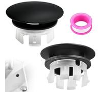 Cubierta de desbordamiento de lavabo 2 piezas, anillos de desbordamiento de cobre con cinta de materia prima, cubierta de desbordamiento de bañera para baño, cocina, accesorios de lavabo (negro)