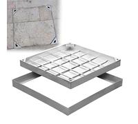 Cubierta de drenaje cuadrada invisible, acero inoxidable con base, rejilla resistente de 90 x 95 cm para un fácil acceso a sistemas de drenaje de aguas residuales y metal