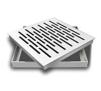 Cubierta de drenaje de acero inoxidable 304, antideslizante, acabado cepillado, diseño de múltiples agujeros para una rápida gente, 16 x 16 x 1.2 pulgadas, ideal para patios y pasarelas