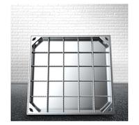 Cubierta de drenaje de acero inoxidable con marco, 70 x 70 cm, 8 cm de profundidad, ideal para césped y jardín, solución duradera para agua al aire libre