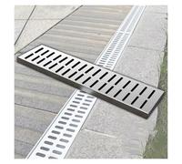 Cubierta de drenaje de acero inoxidable de 39.4 pulgadas, rejilla de drenaje al aire libre para patio y jardín, 100 x 15 x 2 cm (1 pieza), bloquea los desechos y mejora el drenaje