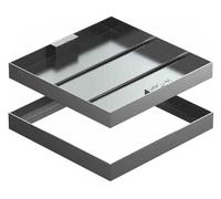 Cubierta de drenaje de acero inoxidable y marco con asas, tapa invisible para lavabo de aguas residuales para patios, cubierta cuadrada y base de tanque séptico hundido y diseño elegante