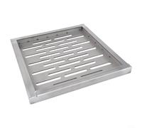 Cubierta de drenaje de piso de acero inoxidable con marco, acabado cepillado antideslizante, rejilla de drenaje rápido para carreteras residenciales y municipales, plata, 150 x 150 mm (250 x 250 x 20