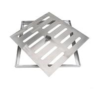 Cubierta de drenaje de piso de acero inoxidable, rejilla de drenaje cuadrada, resistente al aire libre, cubierta de canal interior, diseño antideslizante para jardín, patio, baño, 150 x 150 mm (300 x