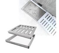 Cubierta de drenaje grande de acero inoxidable, rejilla cuadrada y marco para entrada de drenaje al aire libre y patio (40 x 40 x 3 cm), solución de lavabo