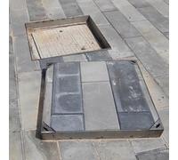 Cubierta de drenaje invisible y marco de rejilla de drenaje de acero inoxidable para pozos de aguas residuales con base, cubierta de acceso duradera para entradas / caminos / muelles (90 x 90 x 8 cm)