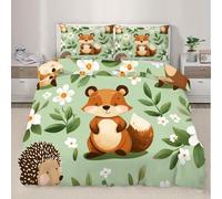 Cubierta de edredón de Pino de Dibujos Animados Conjunto de Fundas de edredón de Flores de Planta Verde con Fundas de Almohada Ropa de Cama para la decoración del Dormitorio 220x240cm