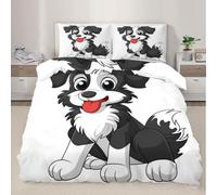 Cubierta de edredón Negra Blanca para Perritos Conjunto de Fundas de edredón para Perros Modernos Minimalistas con Fundas de Almohada Ropa de Cama para Decorar el Dormitorio 220x240cm