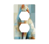 Cubierta de enchufe con formas geométricas de gato abstracto, cubierta decorativa para interruptor de luz, 1 banda, placa de pared para cocina, baño, tamaño 7 x 11,4 cm