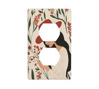 Cubierta de enchufe minimalista con diseño de flores de sombrero rojo para mujer, cubierta decorativa para interruptor de luz, 1 banda, placa de pared para cocina, baño, tamaño 7 x 11,4 cm