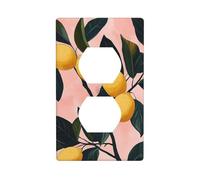Cubierta de enchufe minimalista con hojas verdes y limones amarillos, cubierta decorativa para interruptor de luz, placa de pared para cocina, baño, tamaño 7 x 11,4 cm