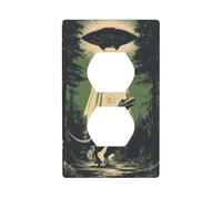 Cubierta de enchufe retro con diseño de dinosaurio del bosque, cubierta decorativa para interruptor de luz, 1 banda, placa de pared para cocina, baño, tamaño 7 x 11,4 cm
