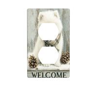 Cubierta de enchufe vintage con diseño de cachorro en el porche nevado, cubierta decorativa para interruptor de luz, 1 banda, placa de pared para cocina, baño, tamaño 7 x 11,4 cm