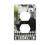 Cubierta de enchufe vintage con diseño de gato negro en la encimera de la cocina, cubierta decorativa para interruptor de luz, 1 banda, placa de pared para cocina, baño, tamaño 7 x 11,4 cm