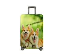 Cubierta de Equipaje, Mateju Funda Maleta 18-32 Pulgadas Lavable Funda de Maleta 3D Cubierta de Equipaje Protectora con Cremallera para Affaires, Voyages (Corgi de Corbata,M)