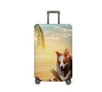 Cubierta de Equipaje, Mateju Funda Maleta 18-32 Pulgadas Lavable Funda de Maleta 3D Cubierta de Equipaje Protectora con Cremallera para Affaires, Voyages (Corgi Playa,M)