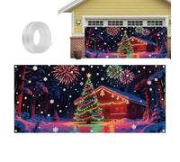 Cubierta De Garaje Puerta Navidad,4 Por 1.8 Metros UV Fluorescente,Decoración De Fondo De Garaje | Para Decoradores Del Hogar Reuniones Familiares De Invierno Exhibiciones Calle Jardín Patio