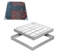 Cubierta de inspección invisible de acero inoxidable 304 y tapa de acceso empotrada e60 x 60 x 5 cm para pavimentación de interiores y exteriores, resistente a la intemperie, diseño HeavyDu
