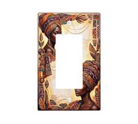 Cubierta de interruptor de luz africana individual, diseño étnico cultural, geométrico, cultural, de plástico cálido, tamaño estándar, placas de pared decorativas para dormitorio, baño, cocina