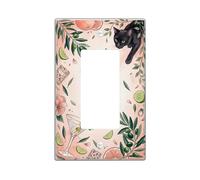 Cubierta de interruptor de luz basculante individual con diseño de gato, cóctel tropical de verano, melocotón, tamaño estándar, placas de pared decorativas para apartamento, hogar, dormitorio, oficina