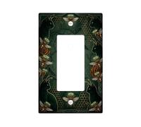 Cubierta de interruptor de luz basculante individual con diseño de gato, diseño gótico de abeja mística, rosa, otoño, verde, plástico, tamaño estándar, acentos, placas de interruptor de pared para