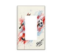 Cubierta de interruptor de luz basculante individual con diseño de gato, salpicadura de fútbol deportivo y juguetón N/A, placas de pared decorativas de plástico rojo de tamaño estándar para sala de