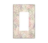 Cubierta de interruptor de luz basculante individual con diseño de mariposa, flores vintage, lavanda, primavera, melocotón, plástico, tamaño estándar, acentos, placas de interruptor de pared para sala