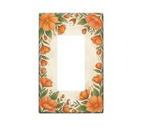Cubierta de interruptor de luz basculante individual con flores, hojas naturales florales, flores primaveras, color naranja, plástico tamaño estándar, placas decorativas de pared para el hogar, sala