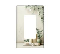 Cubierta de interruptor de luz basculante individual de eucalipto, jarrón de velas minimalista moderno, sin plástico, color crema, tamaño estándar, placas de interruptor de pared para sala de estar