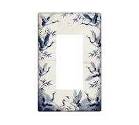 Cubierta de interruptor de luz basculante individual de grúa, planta asiática tradicional, no deja azul, plástico, tamaño estándar, para decoración de recámara, baño, cocina, entrada